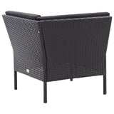 6 Piece Garden Lounge Set with Cushions Poly Rattan Black - Close-Up Angle