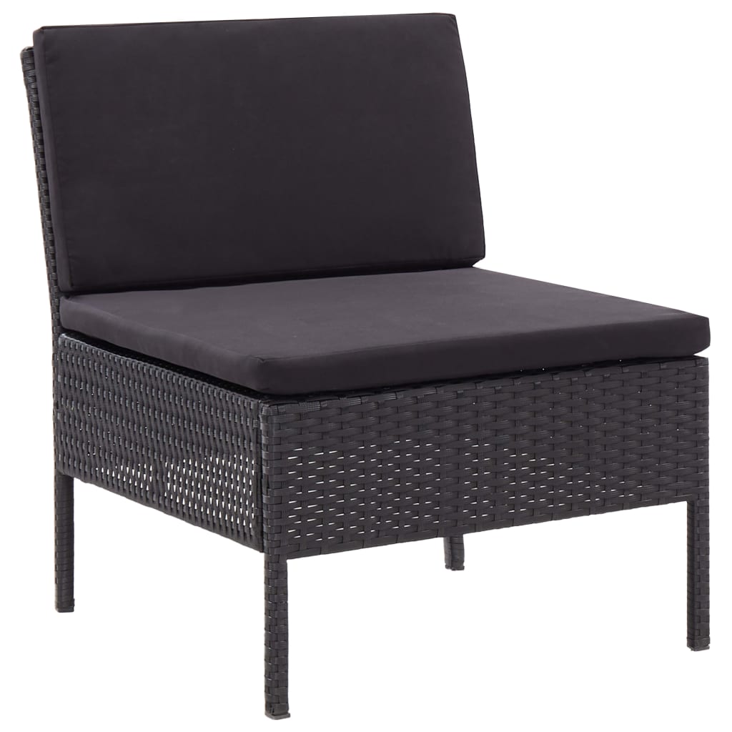 6 Piece Garden Lounge Set with Cushions Poly Rattan Black