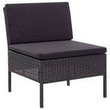 6 Piece Garden Lounge Set with Cushions Poly Rattan Black