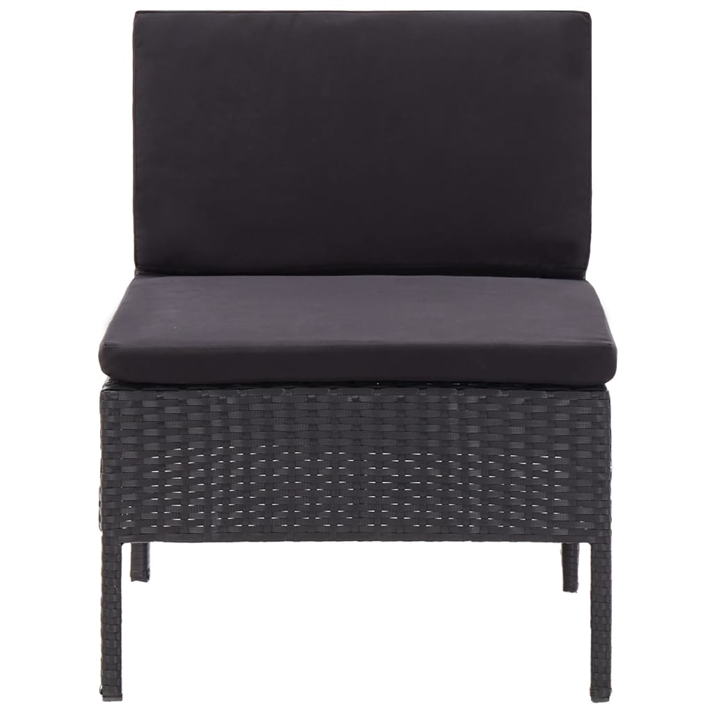 6 Piece Garden Lounge Set with Cushions Poly Rattan Black