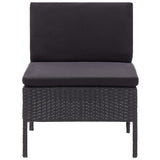 6 Piece Garden Lounge Set with Cushions Poly Rattan Black