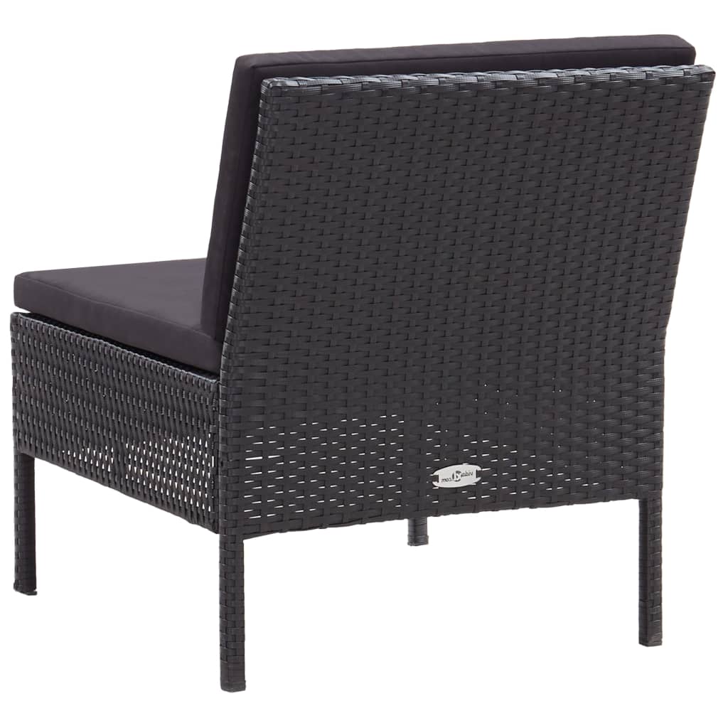 6 Piece Garden Lounge Set with Cushions Poly Rattan Black