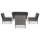 6 Piece Garden Lounge Set with Cushions Poly Rattan Grey