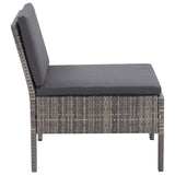 6 Piece Garden Lounge Set with Cushions Poly Rattan Grey