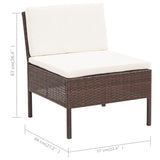 3 Piece Garden Lounge Set with Cushions Poly Rattan Brown - Extra Image