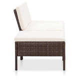 3 Piece Garden Lounge Set with Cushions Poly Rattan Brown