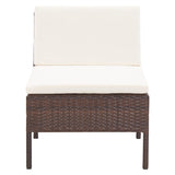 3 Piece Garden Lounge Set with Cushions Poly Rattan Brown