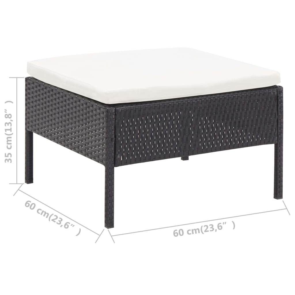 3 Piece Garden Lounge Set with Cushions Poly Rattan Black