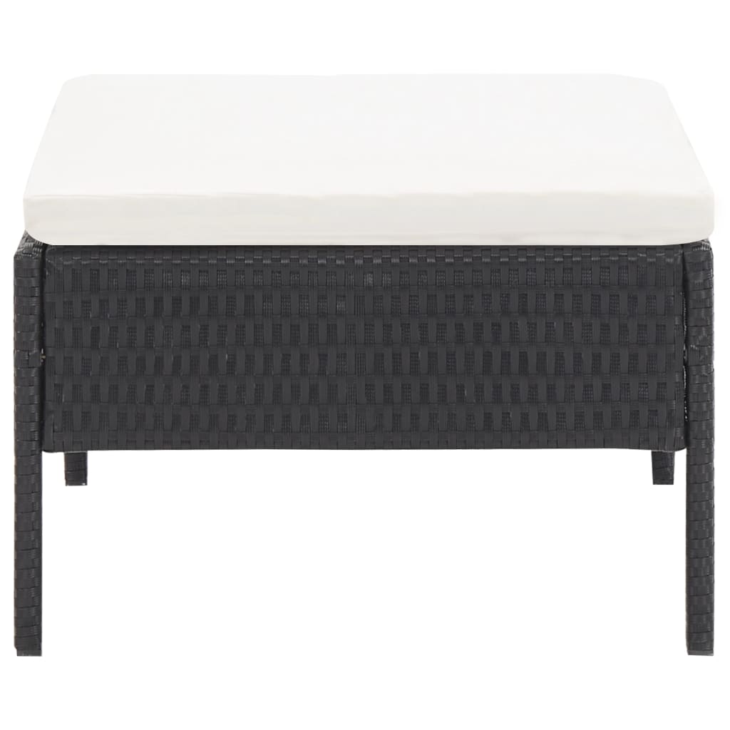 3 Piece Garden Lounge Set with Cushions Poly Rattan Black