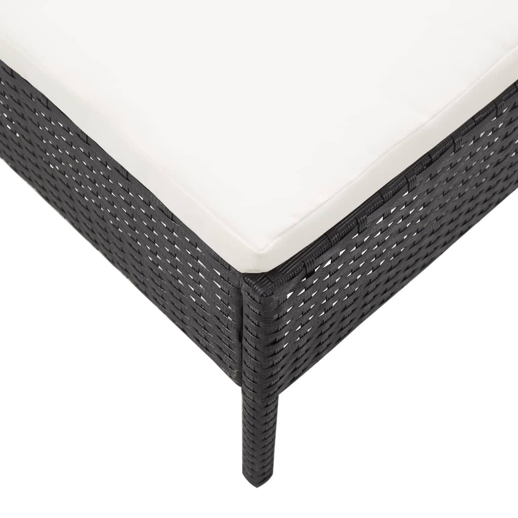 3 Piece Garden Lounge Set with Cushions Poly Rattan Black