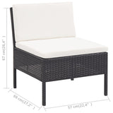 3 Piece Garden Lounge Set with Cushions Poly Rattan Black