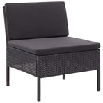 3 Piece Garden Lounge Set with Cushions Poly Rattan Black