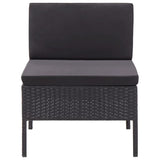 3 Piece Garden Lounge Set with Cushions Poly Rattan Black