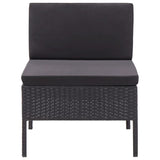 3 Piece Garden Lounge Set with Cushions Poly Rattan Black - 45-Degree Angle