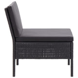 3 Piece Garden Lounge Set with Cushions Poly Rattan Black - Rear View