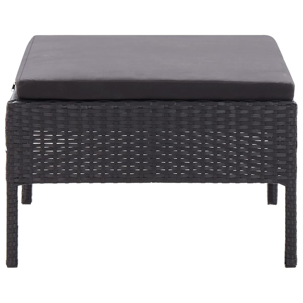 3 Piece Garden Lounge Set with Cushions Poly Rattan Black