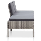 3 Piece Garden Lounge Set with Cushions Poly Rattan Grey - Side View