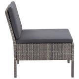 3 Piece Garden Lounge Set with Cushions Poly Rattan Grey