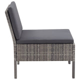 3 Piece Garden Lounge Set with Cushions Poly Rattan Grey - 45-Degree Angle
