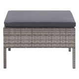 3 Piece Garden Lounge Set with Cushions Poly Rattan Grey - Low Angle