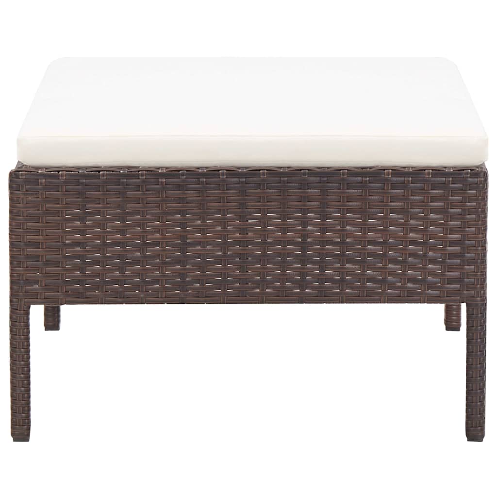 3 Piece Garden Lounge Set with Cushions Poly Rattan Brown