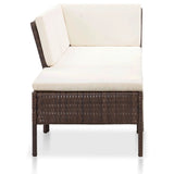 3 Piece Garden Lounge Set with Cushions Poly Rattan Brown - Side View