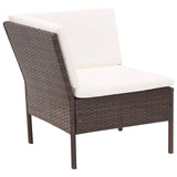 3 Piece Garden Lounge Set with Cushions Poly Rattan Brown - Top-Down View