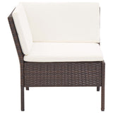 3 Piece Garden Lounge Set with Cushions Poly Rattan Brown - 45-Degree Angle