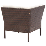 3 Piece Garden Lounge Set with Cushions Poly Rattan Brown - Rear View