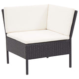 3 Piece Garden Lounge Set with Cushions Poly Rattan Black