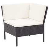 3 Piece Garden Lounge Set with Cushions Poly Rattan Black - Side View