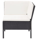 3 Piece Garden Lounge Set with Cushions Poly Rattan Black - Top-Down View