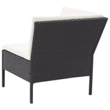 3 Piece Garden Lounge Set with Cushions Poly Rattan Black - 45-Degree Angle