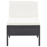 3 Piece Garden Lounge Set with Cushions Poly Rattan Black - Close-Up Angle