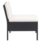 3 Piece Garden Lounge Set with Cushions Poly Rattan Black - Low Angle