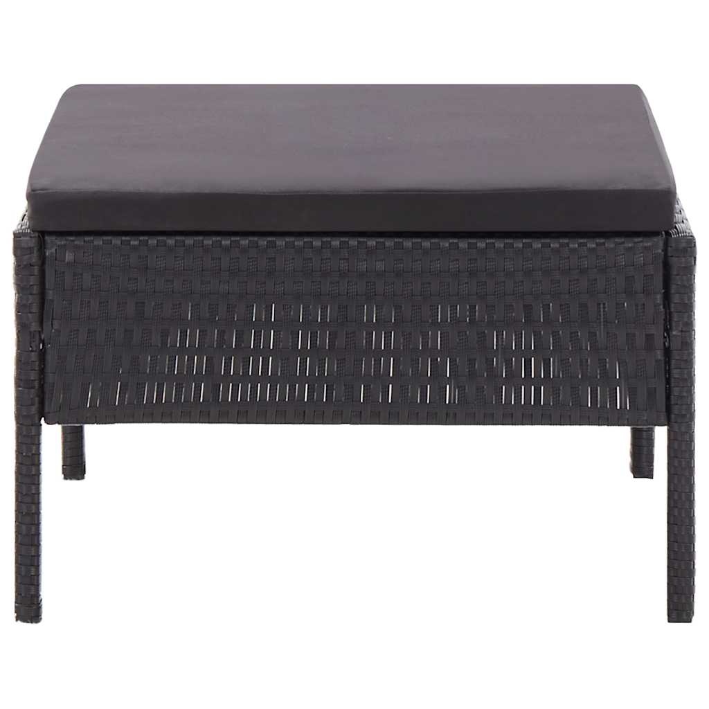 3 Piece Garden Lounge Set with Cushions Poly Rattan Black
