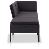 3 Piece Garden Lounge Set with Cushions Poly Rattan Black - Side View