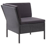 3 Piece Garden Lounge Set with Cushions Poly Rattan Black - 45-Degree Angle