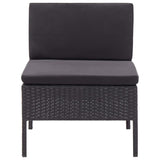 3 Piece Garden Lounge Set with Cushions Poly Rattan Black - Low Angle
