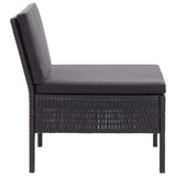 3 Piece Garden Lounge Set with Cushions Poly Rattan Black - Extra Image