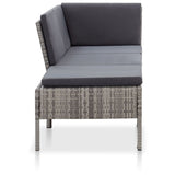 3 Piece Garden Lounge Set with Cushions Poly Rattan Grey - Side View