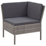 3 Piece Garden Lounge Set with Cushions Poly Rattan Grey - 45-Degree Angle