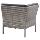 3 Piece Garden Lounge Set with Cushions Poly Rattan Grey - Rear View