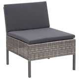 3 Piece Garden Lounge Set with Cushions Poly Rattan Grey - Close-Up Angle