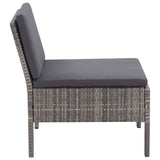 3 Piece Garden Lounge Set with Cushions Poly Rattan Grey - Low Angle