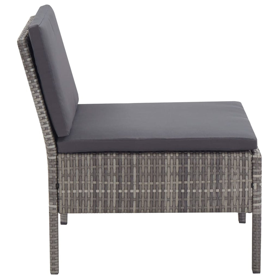 3 Piece Garden Lounge Set with Cushions Poly Rattan Grey