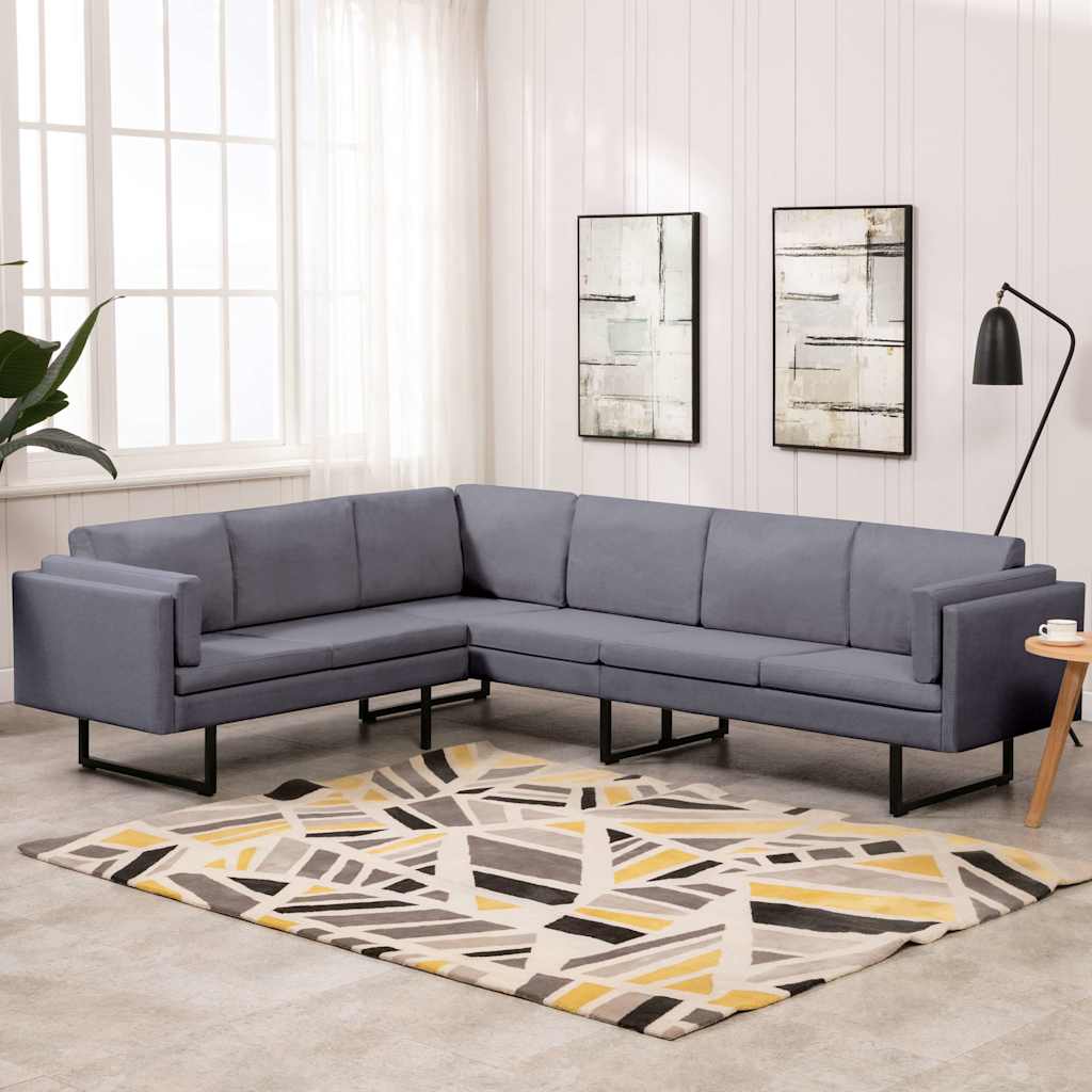 Corner Sofa Light Grey Fabric