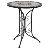 3 Piece Mosaic Bistro Set Ceramic Tile Grey - Front View