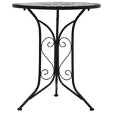 3 Piece Mosaic Bistro Set Ceramic Tile Grey - Side View