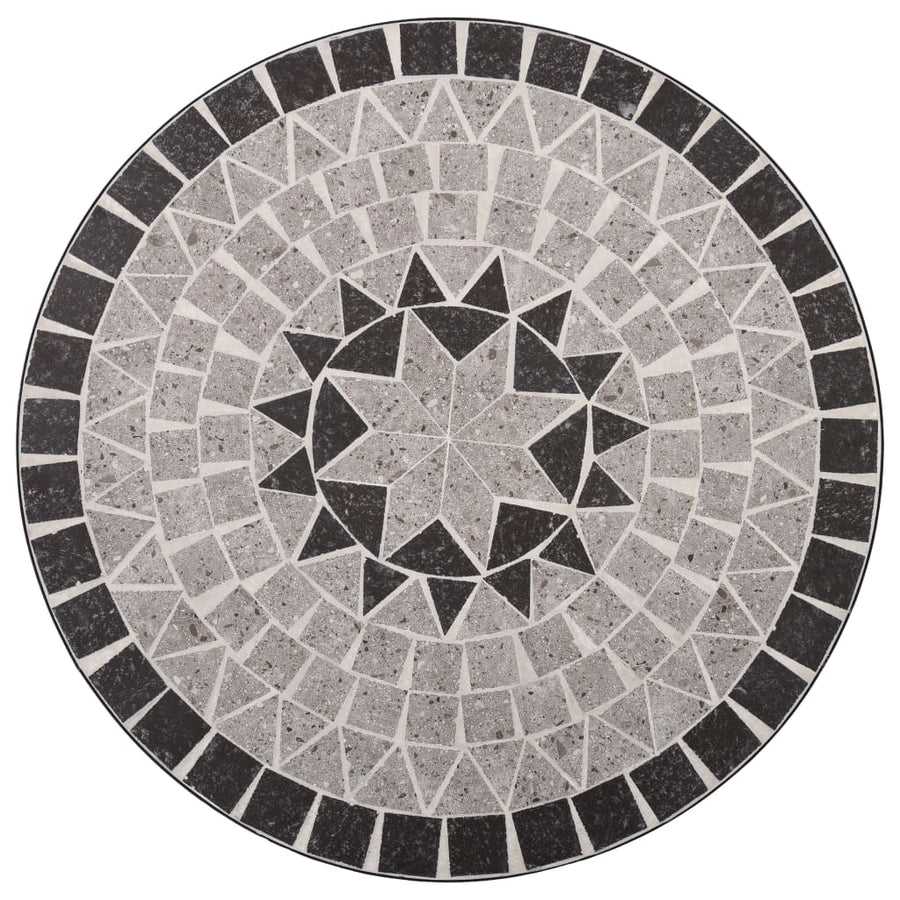 3 Piece Mosaic Bistro Set Ceramic Tile Grey